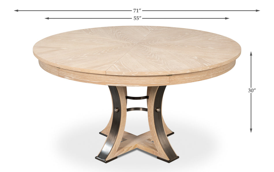 Tower Jupe Extendable Round Dining Table-Dining Tables-Sarreid-LOOMLAN