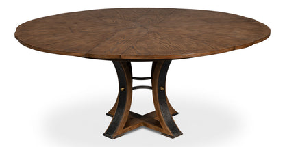 Tower Jupe Extendable Round Dining Table-Dining Tables-Sarreid-LOOMLAN