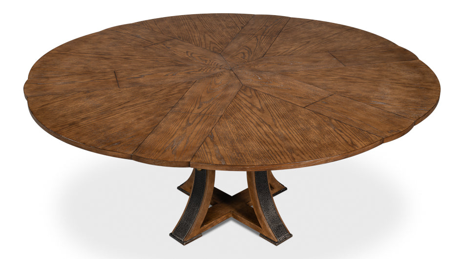 Tower Jupe Extendable Round Dining Table-Dining Tables-Sarreid-LOOMLAN