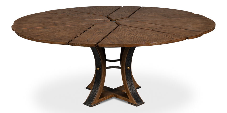 Tower Jupe Extendable Round Dining Table-Dining Tables-Sarreid-LOOMLAN