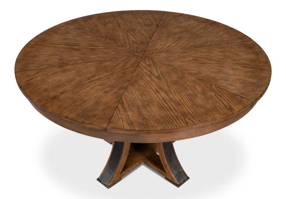 Tower Jupe Extendable Round Dining Table-Dining Tables-Sarreid-LOOMLAN