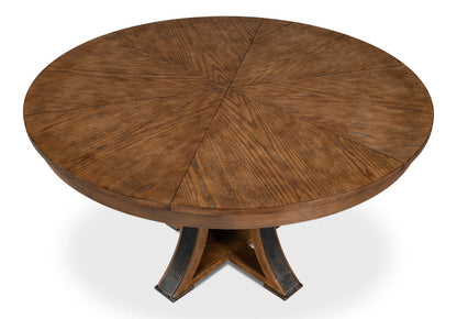 Tower Jupe Extendable Round Dining Table-Dining Tables-Sarreid-LOOMLAN