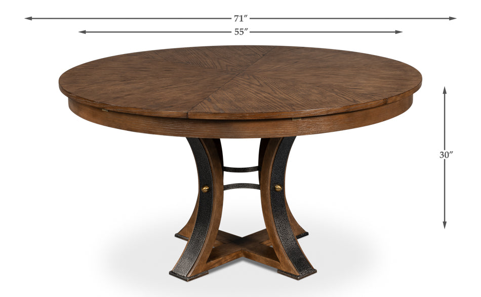Tower Jupe Extendable Round Dining Table-Dining Tables-Sarreid-LOOMLAN