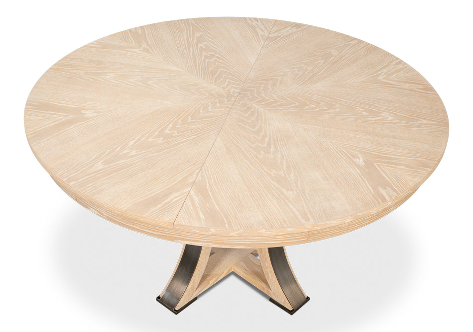 Tower Jupe Extendable Round Dining Table-Dining Tables-Sarreid-LOOMLAN