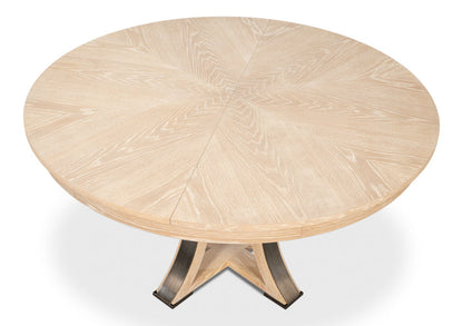 Tower Jupe Extendable Round Dining Table-Dining Tables-Sarreid-LOOMLAN