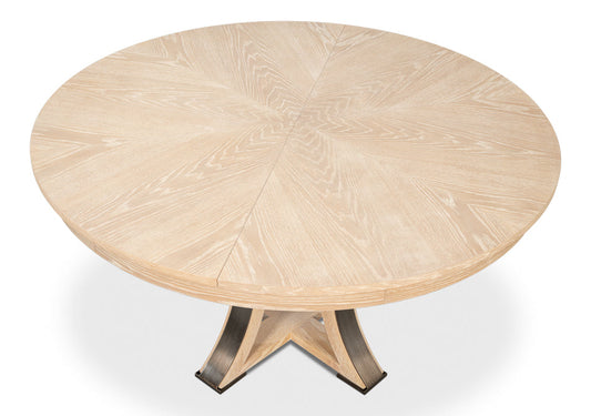 Tower Jupe Extendable Round Dining Table-Dining Tables-Sarreid-LOOMLAN