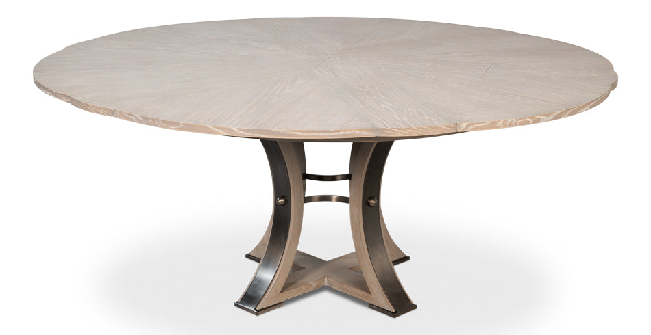 Tower Jupe Extendable Round Dining Table-Dining Tables-Sarreid-LOOMLAN