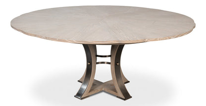 Tower Jupe Extendable Round Dining Table-Dining Tables-Sarreid-LOOMLAN