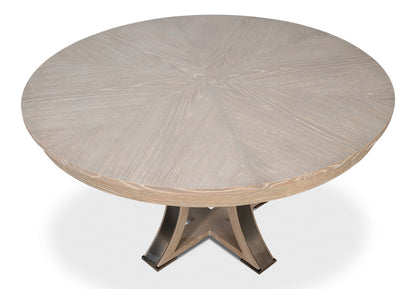 Tower Jupe Extendable Round Dining Table-Dining Tables-Sarreid-LOOMLAN