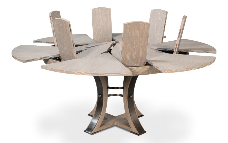 Tower Jupe Extendable Round Dining Table-Dining Tables-Sarreid-LOOMLAN