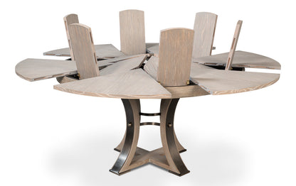 Tower Jupe Extendable Round Dining Table-Dining Tables-Sarreid-LOOMLAN