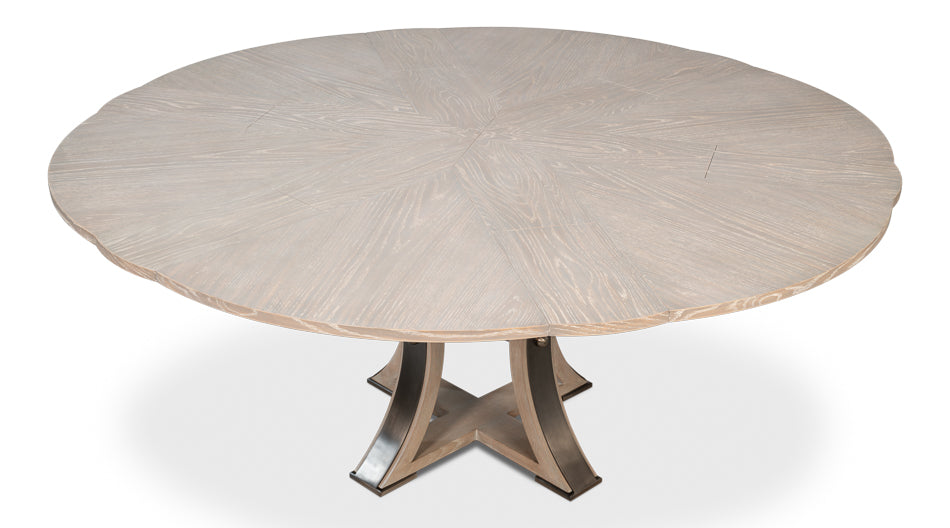 Tower Jupe Extendable Round Dining Table-Dining Tables-Sarreid-LOOMLAN
