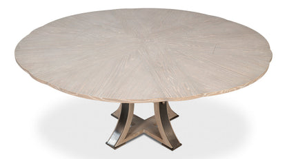 Tower Jupe Extendable Round Dining Table-Dining Tables-Sarreid-LOOMLAN