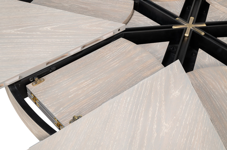 Tower Jupe Extendable Round Dining Table-Dining Tables-Sarreid-LOOMLAN