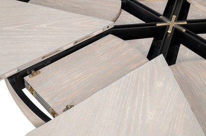 Tower Jupe Extendable Round Dining Table-Dining Tables-Sarreid-LOOMLAN