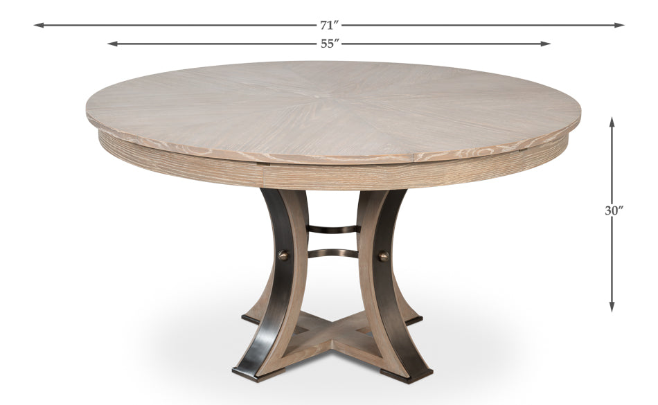 Tower Jupe Extendable Round Dining Table-Dining Tables-Sarreid-LOOMLAN