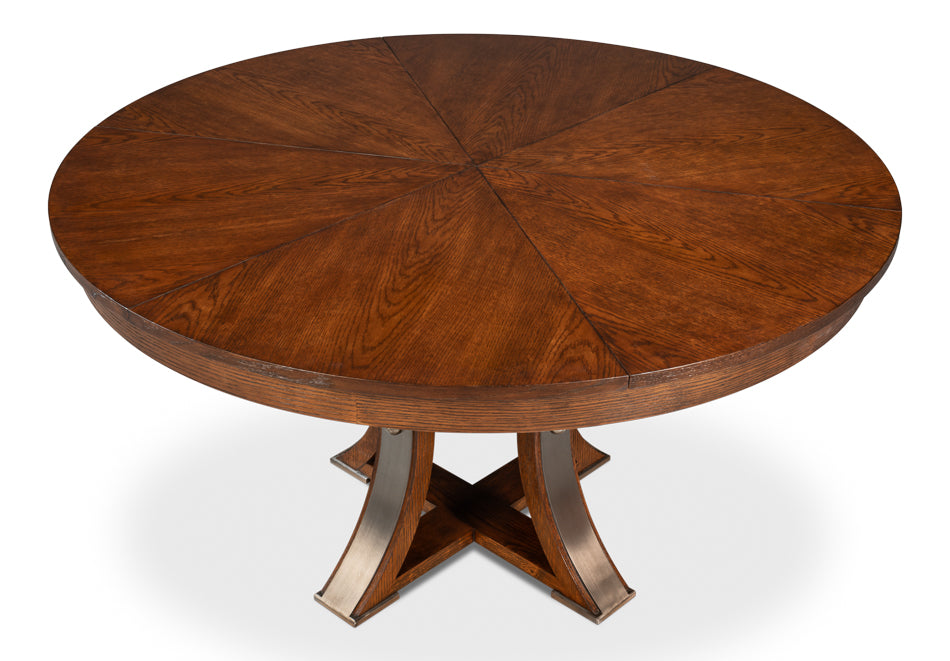 Tower Jupe Extendable Round Dining Table-Dining Tables-Sarreid-LOOMLAN