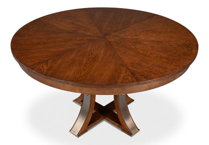 Tower Jupe Extendable Round Dining Table-Dining Tables-Sarreid-LOOMLAN