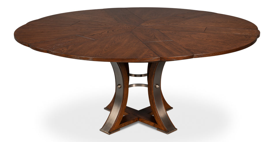 Tower Jupe Extendable Round Dining Table-Dining Tables-Sarreid-LOOMLAN