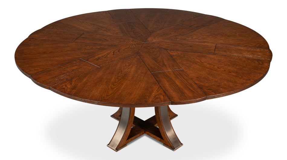 Tower Jupe Extendable Round Dining Table-Dining Tables-Sarreid-LOOMLAN
