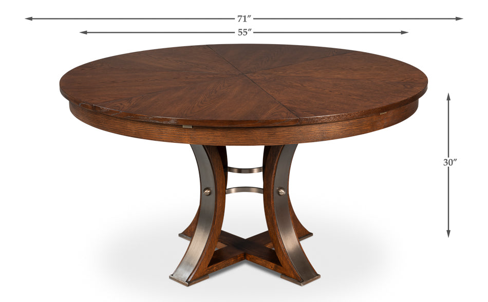 Tower Jupe Extendable Round Dining Table-Dining Tables-Sarreid-LOOMLAN