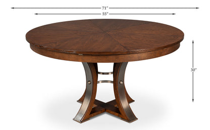 Tower Jupe Extendable Round Dining Table-Dining Tables-Sarreid-LOOMLAN