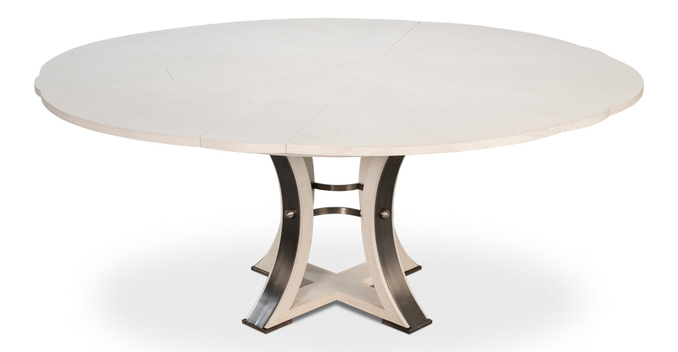 Tower Jupe Extendable Round Dining Table-Dining Tables-Sarreid-LOOMLAN