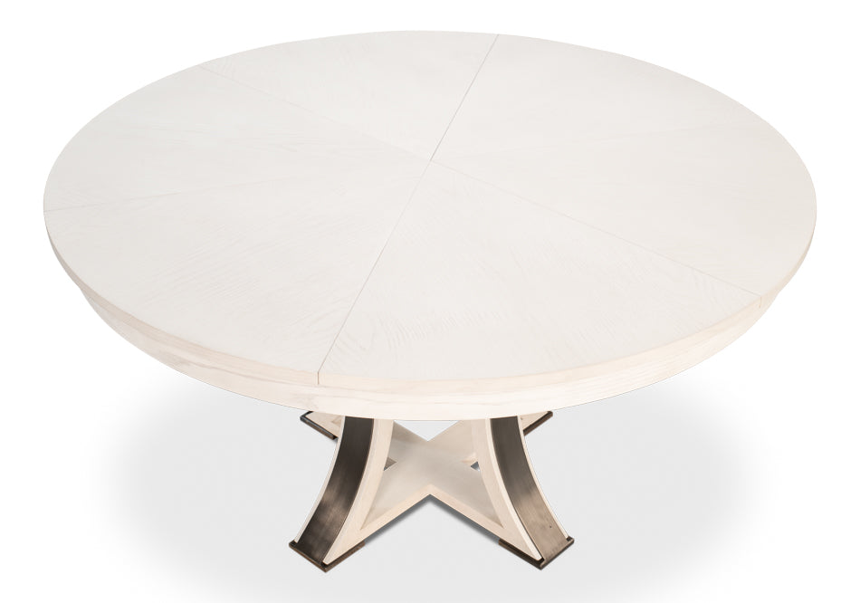 Tower Jupe Extendable Round Dining Table-Dining Tables-Sarreid-LOOMLAN
