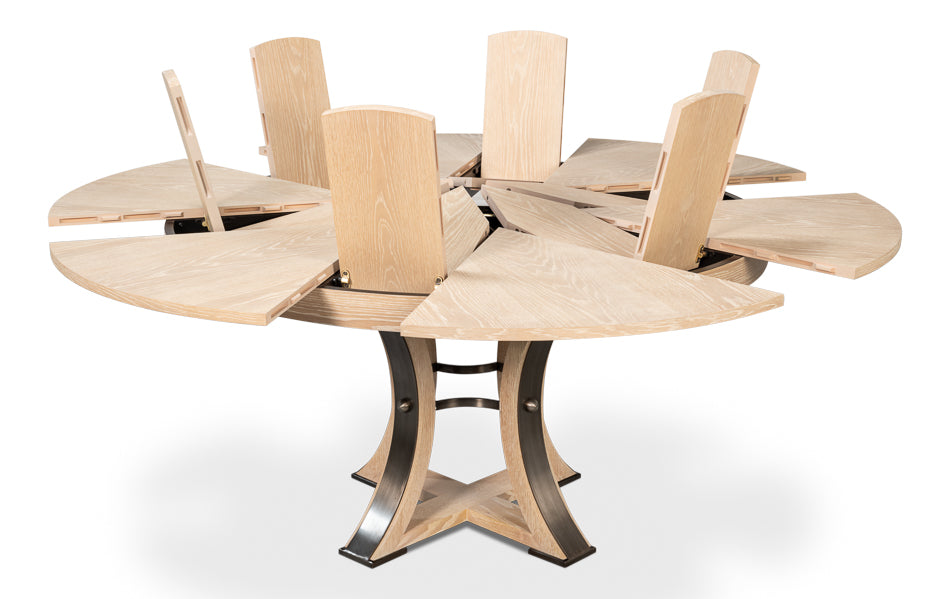 Tower Jupe Extendable Round Dining Table-Dining Tables-Sarreid-LOOMLAN