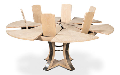 Tower Jupe Extendable Round Dining Table-Dining Tables-Sarreid-LOOMLAN