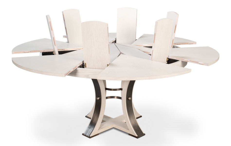 Tower Jupe Extendable Round Dining Table-Dining Tables-Sarreid-LOOMLAN