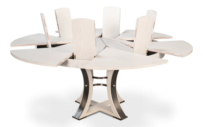Tower Jupe Extendable Round Dining Table-Dining Tables-Sarreid-LOOMLAN