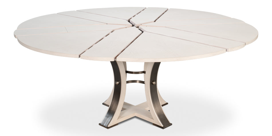 Tower Jupe Extendable Round Dining Table-Dining Tables-Sarreid-LOOMLAN