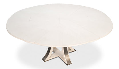 Tower Jupe Extendable Round Dining Table-Dining Tables-Sarreid-LOOMLAN