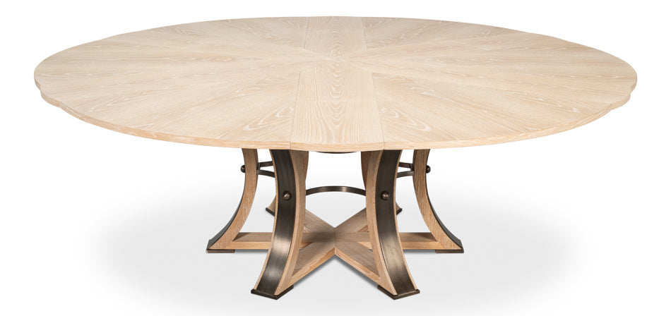 Tower Jupe Extendable Round Dining Table-Dining Tables-Sarreid-LOOMLAN