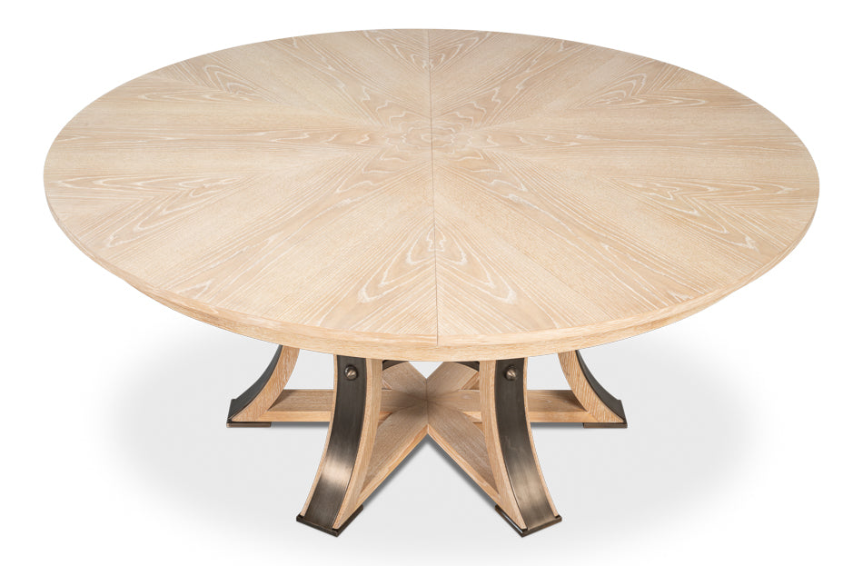 Tower Jupe Extendable Round Dining Table-Dining Tables-Sarreid-LOOMLAN