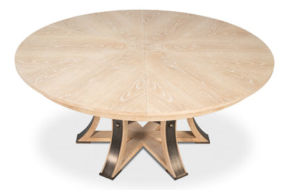 Tower Jupe Extendable Round Dining Table-Dining Tables-Sarreid-LOOMLAN