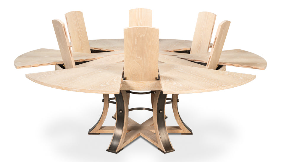 Tower Jupe Extendable Round Dining Table-Dining Tables-Sarreid-LOOMLAN