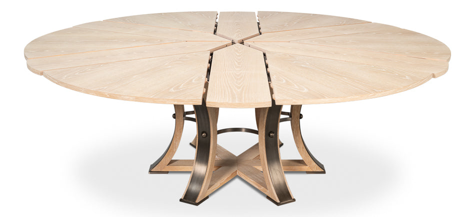 Tower Jupe Extendable Round Dining Table-Dining Tables-Sarreid-LOOMLAN