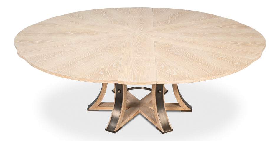 Tower Jupe Extendable Round Dining Table-Dining Tables-Sarreid-LOOMLAN