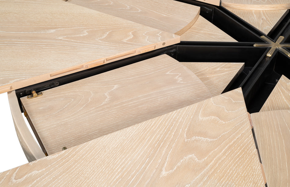 Tower Jupe Extendable Round Dining Table-Dining Tables-Sarreid-LOOMLAN