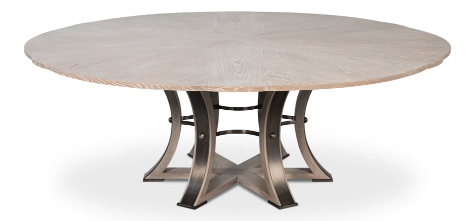 Tower Jupe Extendable Round Dining Table-Dining Tables-Sarreid-LOOMLAN