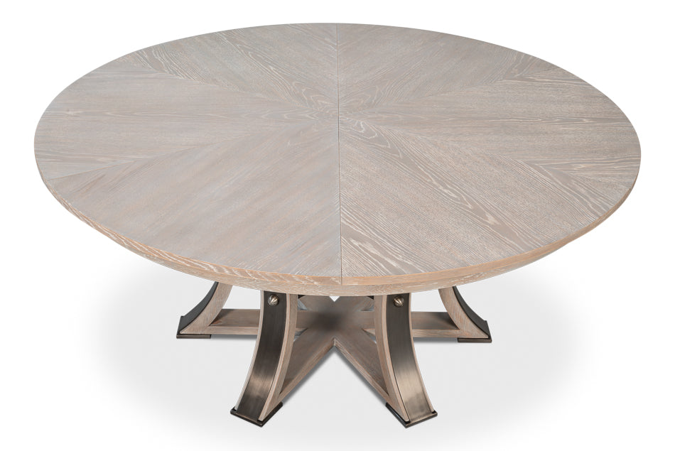 Tower Jupe Extendable Round Dining Table-Dining Tables-Sarreid-LOOMLAN