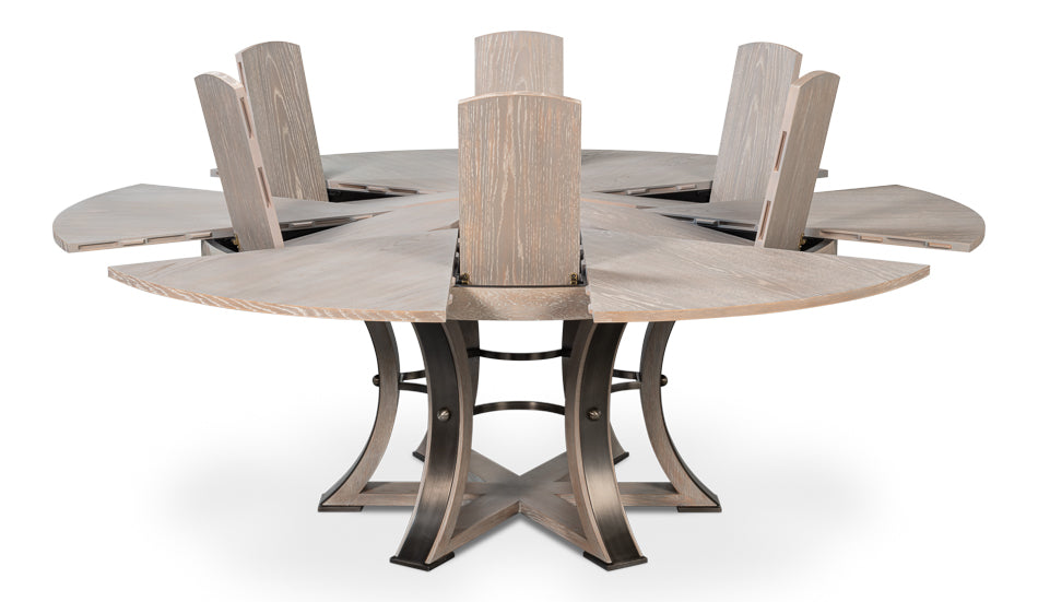 Tower Jupe Extendable Round Dining Table-Dining Tables-Sarreid-LOOMLAN