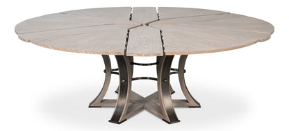 Tower Jupe Extendable Round Dining Table-Dining Tables-Sarreid-LOOMLAN