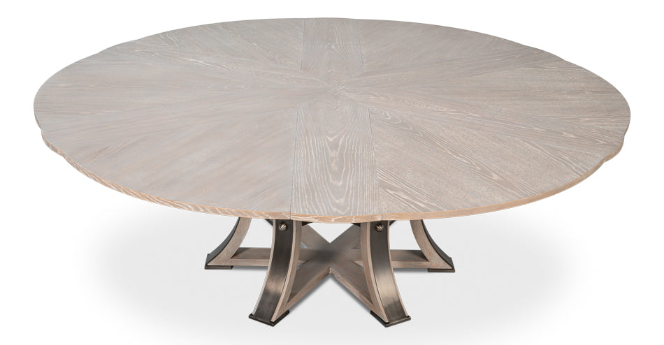 Tower Jupe Extendable Round Dining Table-Dining Tables-Sarreid-LOOMLAN