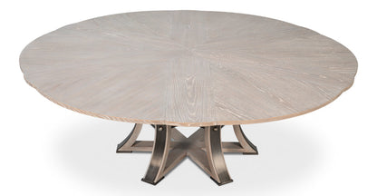 Tower Jupe Extendable Round Dining Table-Dining Tables-Sarreid-LOOMLAN