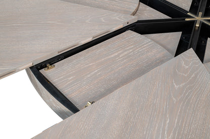 Tower Jupe Extendable Round Dining Table-Dining Tables-Sarreid-LOOMLAN