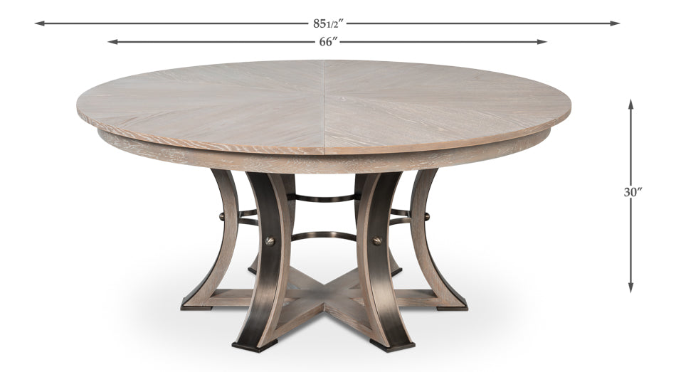 Tower Jupe Extendable Round Dining Table-Dining Tables-Sarreid-LOOMLAN