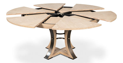 Tower Jupe Extendable Round Dining Table-Dining Tables-Sarreid-Bleached Oak-Medium-LOOMLAN